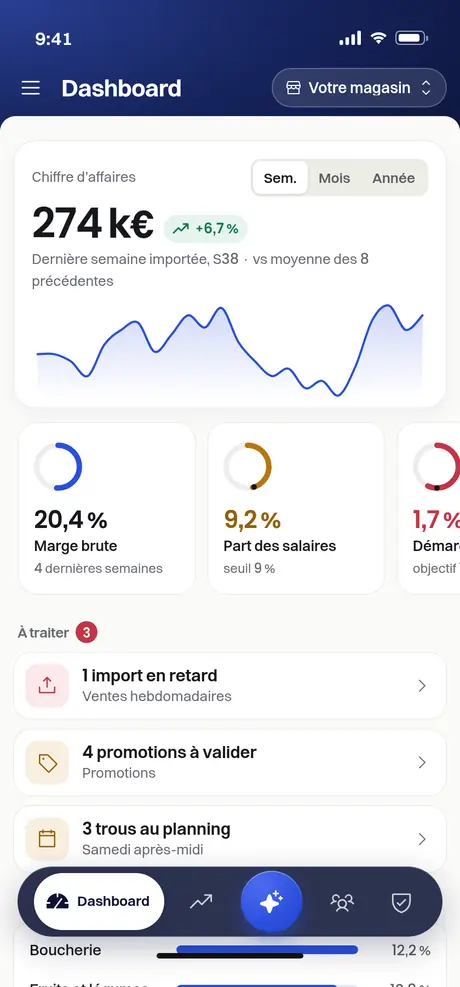 Le même tableau de bord Nalyx sur téléphone